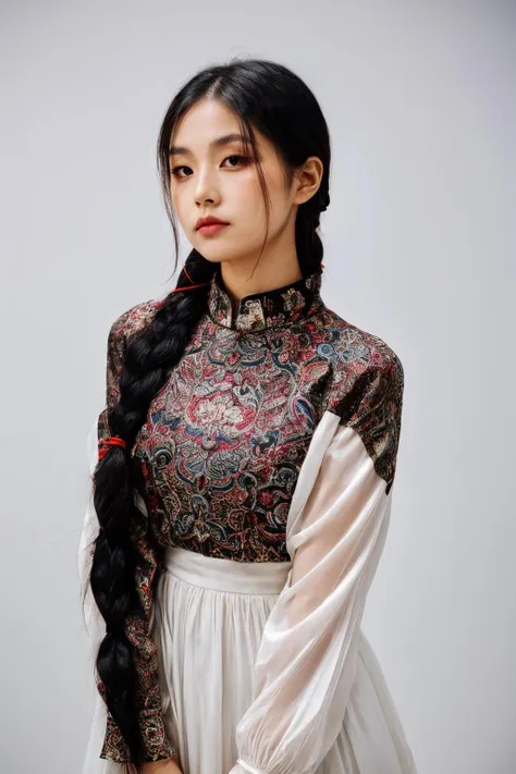 girl02, photographed on a Nikon Z7 II Mirrorless Camera,120mm F/4 wide-angle
girl02, 1girl, solo, long hair, looking at viewer, black hair, long sleeves, braid
a woman wearing a white dress and a black braid with a blue and red pattern on it's neck, Chen Lu, art nouveau fashion embroidered, a character portrait, aestheticism
a woman wearing a black top and red scarf with a red and white design on it's neck, Chen Jiru, art nouveau fashion embroidered, a silk screen, cloisonnism
best quality, masterpiece, ultra detailed, cowboy shot, flowing, 3dmm, ink sketch, color ink, ink rendering, octane render, pastels, rice paper, 1girl, beautiful detailed eyes, (alternate hairstyle), ultra detailed hair, graceful, (charming), (delicate), pretty, cute, lace dress, character in the center of the frame, rhythm, fantasy, looking at viewer,
<lora:more_details:0.3> <lora:add_detail:0.3>  <lora:girl02_SDLife_Chiasedamme_v1.0:0.62>