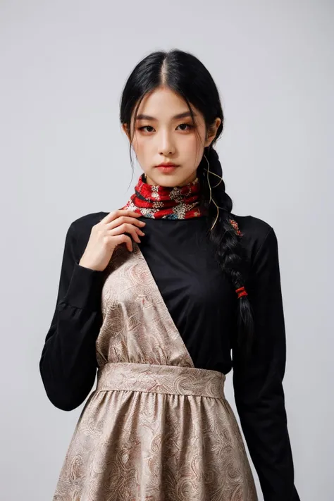 girl02, photographed on a Nikon Z7 II Mirrorless Camera,120mm F/4 wide-angle
girl02, 1girl, solo, long hair, looking at viewer, black hair, long sleeves, braid
a woman wearing a white dress and a black braid with a blue and red pattern on it's neck, Chen Lu, art nouveau fashion embroidered, a character portrait, aestheticism
a woman wearing a black top and red scarf with a red and white design on it's neck, Chen Jiru, art nouveau fashion embroidered, a silk screen, cloisonnism
best quality, masterpiece, ultra detailed, cowboy shot, flowing, 3dmm, ink sketch, color ink, ink rendering, octane render, pastels, rice paper, 1girl, beautiful detailed eyes, (alternate hairstyle), ultra detailed hair, graceful, (charming), (delicate), pretty, cute, lace dress, character in the center of the frame, rhythm, fantasy, looking at viewer,
<lora:more_details:0.3> <lora:add_detail:0.3>  <lora:girl02_SDLife_Chiasedamme_v1.0:0.62>