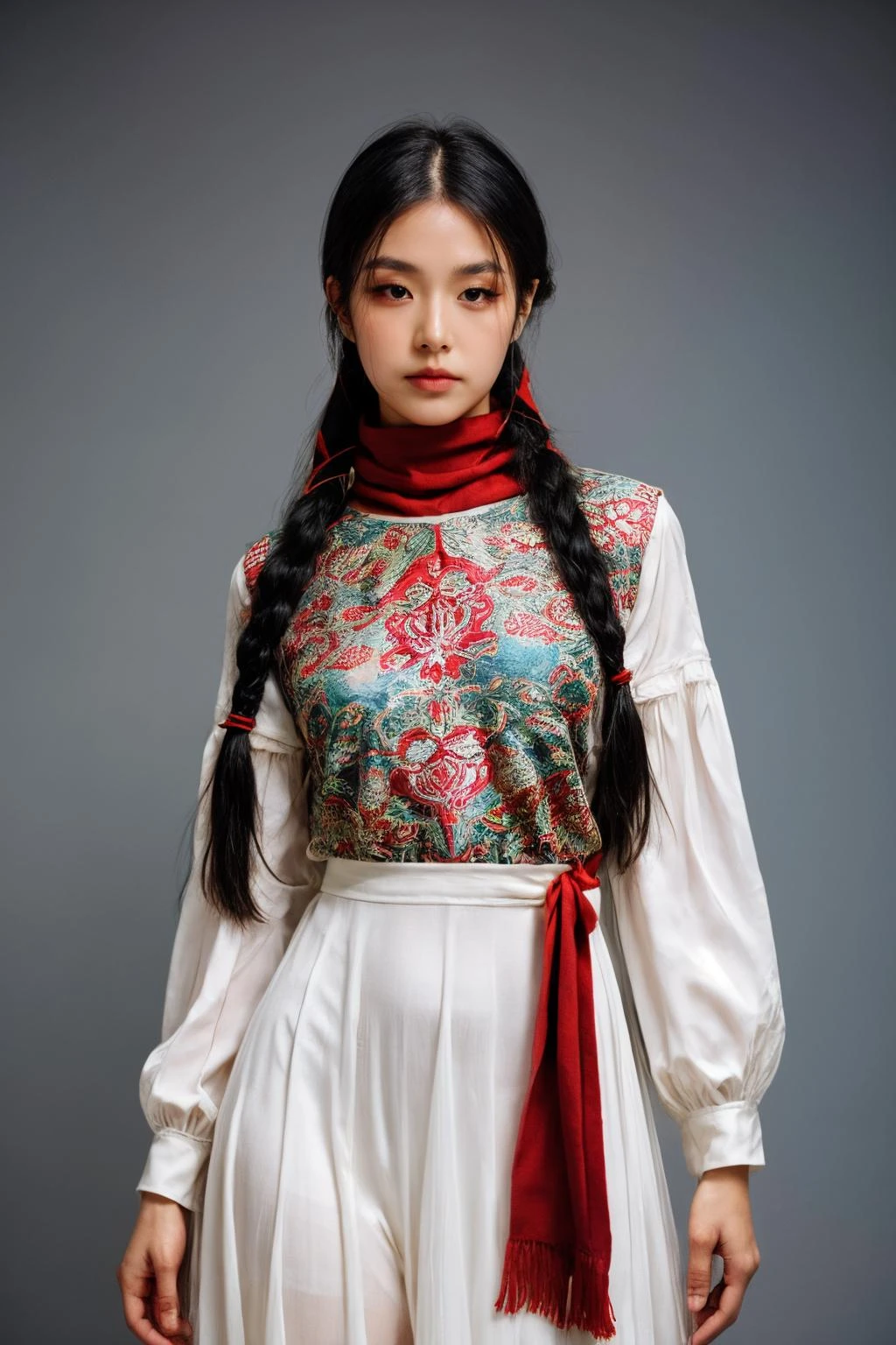 girl02, photographed on a Nikon Z7 II Mirrorless Camera,120mm F/4 wide-angle
girl02, 1girl, solo, long hair, looking at viewer, black hair, long sleeves, braid
a woman wearing a white dress and a black braid with a blue and red pattern on it's neck, Chen Lu, art nouveau fashion embroidered, a character portrait, aestheticism
a woman wearing a black top and red scarf with a red and white design on it's neck, Chen Jiru, art nouveau fashion embroidered, a silk screen, cloisonnism
best quality, masterpiece, ultra detailed, cowboy shot, flowing, 3dmm, ink sketch, color ink, ink rendering, octane render, pastels, rice paper, 1girl, beautiful detailed eyes, (alternate hairstyle), ultra detailed hair, graceful, (charming), (delicate), pretty, cute, lace dress, character in the center of the frame, rhythm, fantasy, looking at viewer,
<lora:more_details:0.3> <lora:add_detail:0.3> <lora:girl02_SDLife_Chiasedamme_v1.0:0.62>