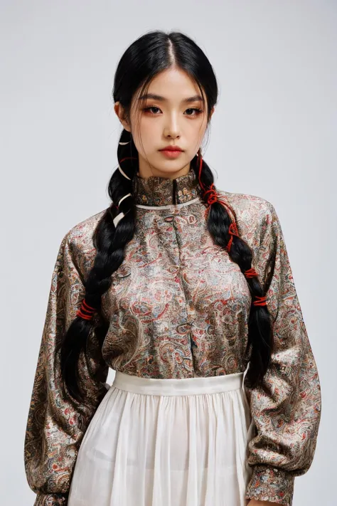 girl02, photographed on a Nikon Z7 II Mirrorless Camera,120mm F/4 wide-angle
girl02, 1girl, solo, long hair, looking at viewer, black hair, long sleeves, braid
a woman wearing a white dress and a black braid with a blue and red pattern on it's neck, Chen Lu, art nouveau fashion embroidered, a character portrait, aestheticism
a woman wearing a black top and red scarf with a red and white design on it's neck, Chen Jiru, art nouveau fashion embroidered, a silk screen, cloisonnism
best quality, masterpiece, ultra detailed, cowboy shot, flowing, 3dmm, ink sketch, color ink, ink rendering, octane render, pastels, rice paper, 1girl, beautiful detailed eyes, (alternate hairstyle), ultra detailed hair, graceful, (charming), (delicate), pretty, cute, lace dress, character in the center of the frame, rhythm, fantasy, looking at viewer,
<lora:more_details:0.3> <lora:add_detail:0.3> <lora:girl02_SDLife_Chiasedamme_v1.0:0.62>