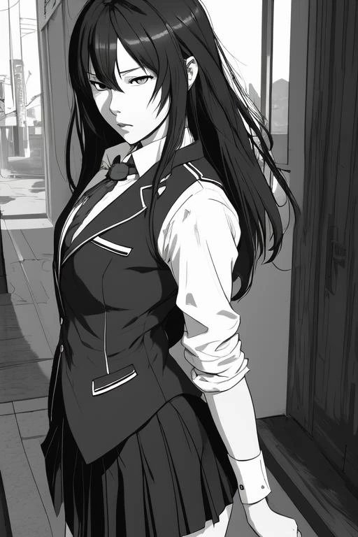 ((masterpiece)), (best quality), official art, extremely detailed CG, unity 8k wallpaper, ultra detailed, 1girl, shibuya rin, cowboy shot, school uniform, blazer, monochrome, sketch, greyscale,
<lora:InoitohSketchStyle:1>