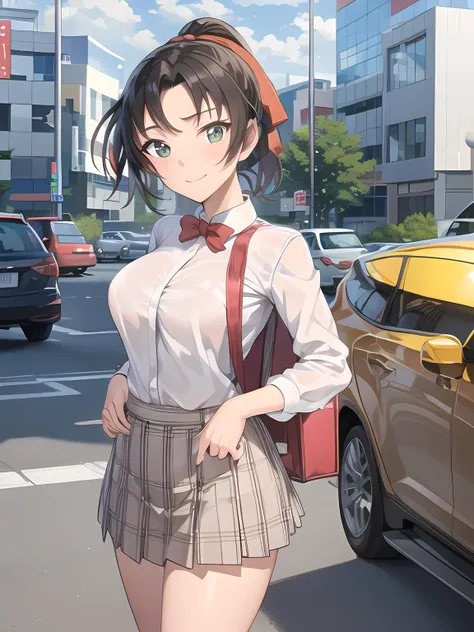 Highly detailed CG Unity 8K wallpaper、highest quality、super detailed、masterpiece、realistic、Photoreal、Highly detailed cute girl、20-year-old、((lift the skirt yourself)))、(I lifted it myself)、panties on、panties focus、blush、looking at the viewer、semi body shot、(a large crowd gathers)、(on the streets of tokyo)、(((show off private parts ))) magenta polo shirt,