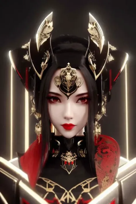 ((high quality)), ((masterpiece)), 8k, upper body, 1girl, face focus, black hard surface mecha, machina, sliver mech, red armor, black coated mech, golden earrings, Exoskeleton, black and golden mask, black machina mechanized girl, upper body, 1girl, face focus, black hard surface mecha, machina, sliver mech, red armor, black coated mech, golden earrings, Exoskeleton, black and golden mask, black machina mechanized girl