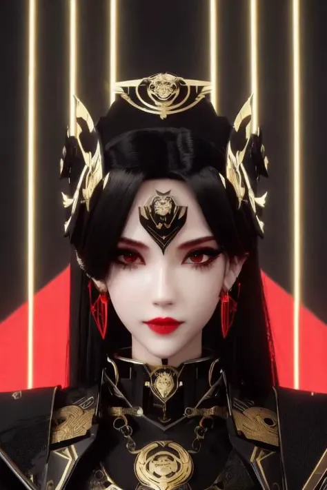 ((high quality)), ((masterpiece)), 8k, upper body, 1girl, face focus, black hard surface mecha, machina, sliver mech, red armor, black coated mech, golden earrings, Exoskeleton, black and golden mask, black machina mechanized girl, upper body, 1girl, face focus, black hard surface mecha, machina, sliver mech, red armor, black coated mech, golden earrings, Exoskeleton, black and golden mask, black machina mechanized girl