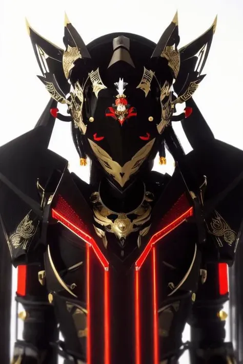 ((high quality)), ((masterpiece)), 8k, upper body, 1girl, face focus, black hard surface mecha, machina, sliver mech, red armor, black coated mech, golden earrings, Exoskeleton, black and golden mask, black machina mechanized girl, upper body, 1girl, face focus, black hard surface mecha, machina, sliver mech, red armor, black coated mech, golden earrings, Exoskeleton, black and golden mask, black machina mechanized girl