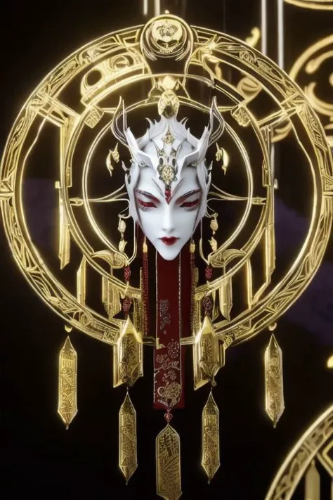 RAW, Masterpiece, Super Fine Photo,, Best Quality, Ultra High Resolution, Photorealistic Photorealism, Sunlight, Full Body Portrait, Amazing Beauty,,Dynamic Pose,Delicate Face,Vibrant Eyes,(From the side), She Wears Futuristic Iron Man ultron deux machina, deus god Mech, Glow and Gold Color Scheme, Detailed Face, Detailed Complex Busy Background, Messy, Gorgeous, Milky White, Highly Detailed Skin, Realistic Skin Details, Visible Pores, Sharp Focus, Volumetric Fog, 8K UHD, DSLR, High Quality, Film grain, fair skin, photorealism, lomography, sprawling golden metropolis in futuristic dystopia, seen from below, translucent daemon, sea of daisy flowers, Futuristic luxurious, Gold Saint and Holy Soul Brightness Spirit Flow palace, red tattoo glow black hollow MASK: ,black lips, ultra-violet eyes, yellow glow fire stigmata face, glow light golden: eyelash, open eyes, looking viewer