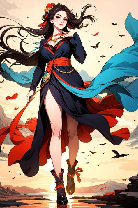 1,<lora:Fly:0.9>,<lora:QingZen:0.4>,1girl, full body, (masterpiece, best quality, high quality, highres, ultra-detailed),