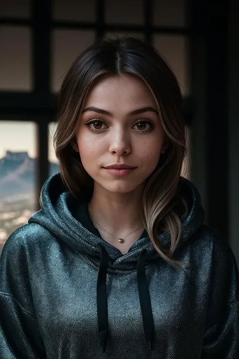 photo of beautiful (EP4nn4Cr4ml1ng:0.99), a woman with perfect hair, hair upsweep updo, wearing (hazel Fleece Hoodie :1.1), (standing at Table Mountain - Cape Town, South Africa :1.1), modelshoot style, (extremely detailed CG unity 8k wallpaper), professional majestic photography, (smile), ((upper body)), (camera), 24mm, exposure blend, hdr, faded, extremely intricate, High (Detail:1.1), Sharp focus, dramatic, soft cinematic light, (upper body), (looking at viewer), (detailed pupils), 4k textures, soft cinematic light, adobe lightroom, photolab, elegant, ((((cinematic look)))), soothing tones, insane details, hyperdetailed, low contrast("I've got a bad feeling about this.":1.1), ("In Jernau we trust!":1.1),