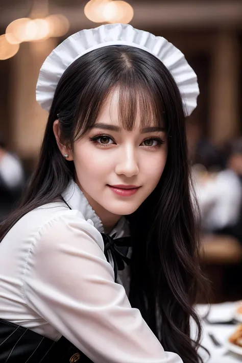VG02_SoloTI_v1,
(happy,smile,eyes,face), (Plaid miniskirt paired with a fitted white blouse, a few buttons undone, knee-high socks peeking above lace-up boots, tousled hair styled with a playful ribbon), 
(in a fine dining restaurant:1.3),
(seductive:1.4),photorealistic, masterpiece, high quality, artistic, unique, award winning photograph, professional, 8k, RAW photo, best quality,
 <lora:add_detail:0.6>,<lora:LowRa:0>, PA7_Portrait-MCU,