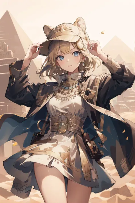 best quality, intricate details,
1girl, <lora:ameliaWatsonHololive_v2AllOutfits:0.8> amelia watson, monocle hair ornament,
<lora:oldegyptai_v10:0.8> OldEgyptAI, safari jacket, safari hat, egyptian, pyramids, sand, sand dunes, wind, sun, mummies,