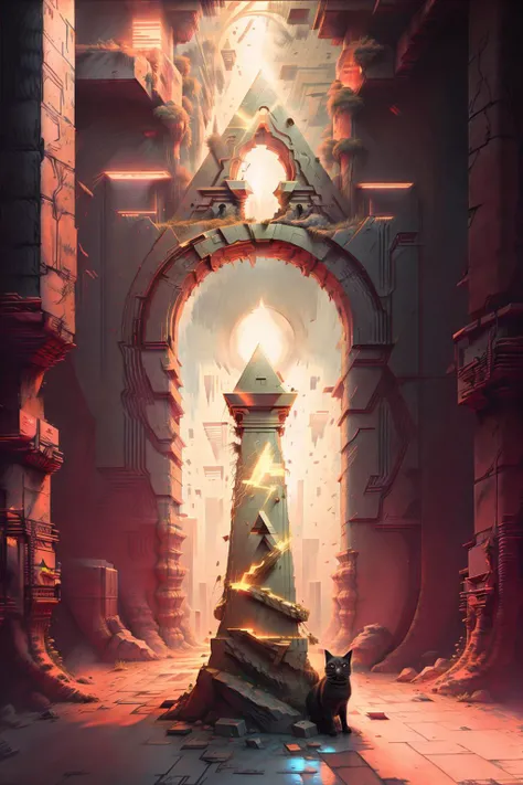 sketch of a small OldEgyptAI obelisk seen through a futuristic passage, back and white cat in foreground, rzp4ss4ge, fantasy, <lora:oldegyptai_v10:.6> <lora:rzPassage1521_1510:1> <lora:darkFantasy_v11:.4>