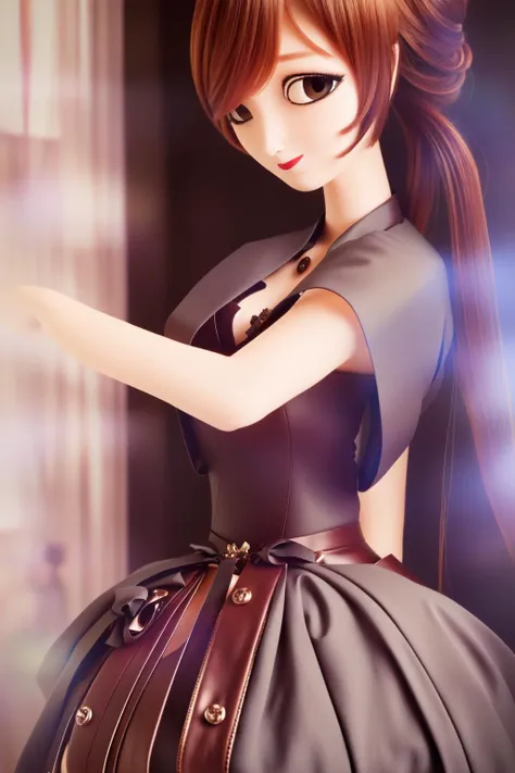 (masterpiece, best quality),  intricate details, 
1girl, solo,   dreamworks artstyle <lora:mumei:0.8> nanashi mumei, shirt, corset, cleavage cutout, red skirt, single thighhigh, cloak, ribbon, ponytail, very long hair, hairclip, feathers, knife, belt, partially fingerless gloves,