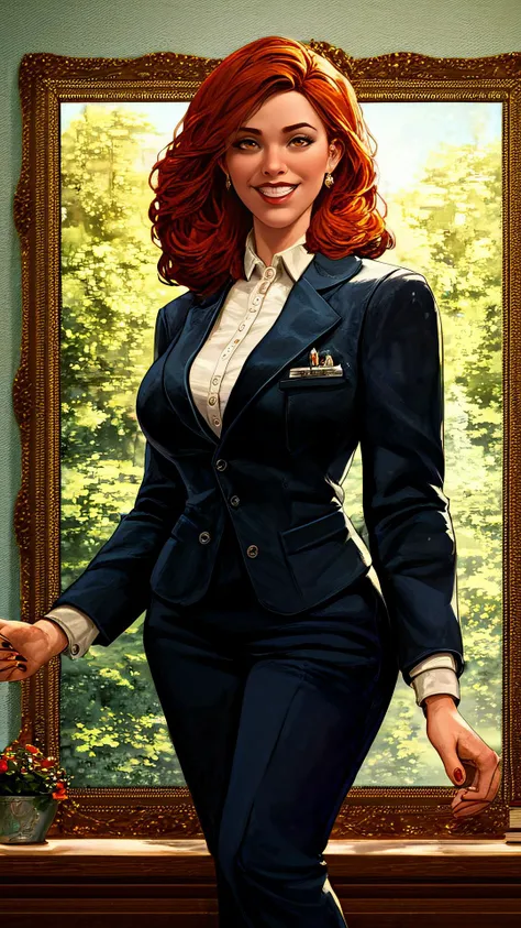 score_9_up, score_8_up, score_7_up, score_6_up, score_5_up, score_4_up, digital painting, <lora:ReinbachXL:1>, 1girls, solo, full body shot, portrait of Estaby in formal office skirtsuit, (masterpiece, highly detailed, vivid colors, sharp picture, best quality)