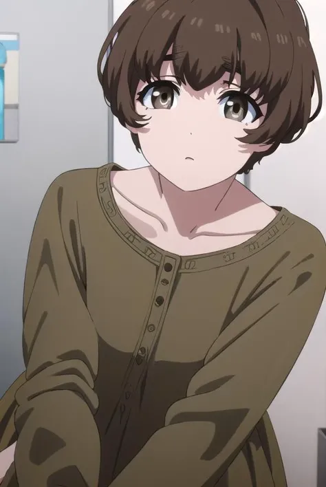 aikunogi, <lora:ai kunogi s1-lora-nochekaiser:1>,
ai kunogi, short hair, bangs, brown hair, (brown eyes:1.5), 
BREAK long sleeves, dress,
BREAK indoors, office,
BREAK looking at viewer, (cowboy shot:1.5), dynamic pose,
BREAK <lyco:GoodHands-beta2:1>, (masterpiece:1.2), best quality, high resolution, unity 8k wallpaper, (illustration:0.8), (beautiful detailed eyes:1.6), extremely detailed face, perfect lighting, extremely detailed CG, (perfect hands, perfect anatomy),