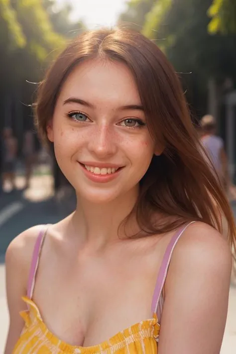 instagram photo of a woman wearing a sundress and smiling at the viewer, (head and shoulder portrait), <lora:KDR:1>,masterpiece, best quality, hyperdetailed photography, perfect lighting, high resolution