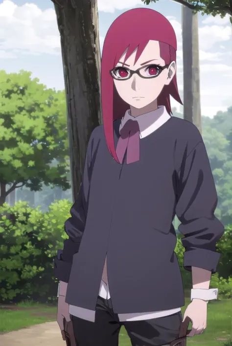 karinuzumaki, <lora:karin uzumaki-lora-nochekaiser:1>,
karin uzumaki, (red eyes:1.3), red hair, glasses,
BREAK shirt, shorts, wrist cuffs, black shorts, long sleeves,
BREAK outdoors, forest, nature, trees, sun, sky, clouds,
BREAK looking at viewer, (cowboy shot:1.5),
BREAK <lyco:GoodHands-beta2:1>, (masterpiece:1.2), best quality, high resolution, unity 8k wallpaper, (illustration:0.8), (beautiful detailed eyes:1.6), extremely detailed face, perfect lighting, extremely detailed CG, (perfect hands, perfect anatomy),