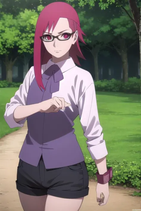 karinuzumaki, <lora:karin uzumaki-lora-nochekaiser:1>,
karin uzumaki, (red eyes:1.3), red hair, glasses,
BREAK shirt, shorts, wrist cuffs, black shorts, long sleeves,
BREAK outdoors, forest, nature, trees, sun, sky, clouds,
BREAK looking at viewer, (cowboy shot:1.5),
BREAK <lyco:GoodHands-beta2:1>, (masterpiece:1.2), best quality, high resolution, unity 8k wallpaper, (illustration:0.8), (beautiful detailed eyes:1.6), extremely detailed face, perfect lighting, extremely detailed CG, (perfect hands, perfect anatomy),