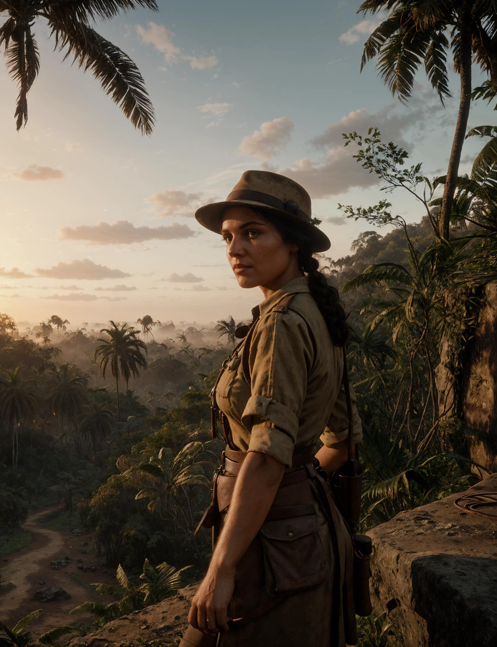 portrait of a 1930s archaeologist in cav_rdrguarma, jungle in the distance
sunset
kodachrome photograph with film grain
((masterpiece)), RAW photo, (photo realistic:1.2), (extremely detailed)
<lora:cav_rdrguarma:.5> <lora:epiNoiseoffset_v2-pynoise:1> <lora:AdvancedEnhancer:1>