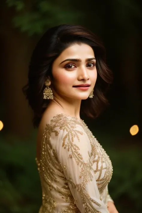 photo of a prachide, detailed face, intricate,forest, elegant, sharp focus, dramatick lighting, bokeh lights, masterpiece, detailed face, beautiful , <lora:prachide:1>
