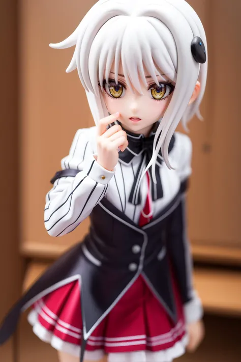 pvc style,konekotoujou, <lora:koneko toujou anime s1-lora-nochekaiser:1>,
koneko toujou, short hair, hair ornament, (yellow eyes:1.2), white hair,
BREAK skirt, school uniform, shirt, white shirt, collared shirt, neckerchief, black neckerchief, long sleeves, red skirt,
BREAK indoors, classroom,
BREAK looking at viewer, (cowboy shot:1.5),
BREAK (masterpiece:1.2), best quality, high resolution, unity 8k wallpaper, (illustration:0.8), (beautiful detailed eyes:1.6), extremely detailed face, perfect lighting, extremely detailed CG, (perfect hands, perfect anatomy),figma,full body,