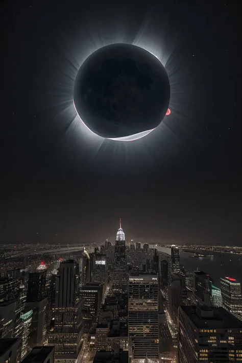 RAW photograph of a (city skyline at night),with a (C0r0n4 eclipse:0.9) (rising high in the sky above),surrounded by bright solar corona,HDR,(wide angle shot),sharp focus,(highly detailed),(8k wallpaper),intricately detailed,highres,absurdres,hyper realistic,8K UHD DSLR,IMAX,extremely intricate,4k textures,cinematic look),hyperdetailed,<lora:C0r0n4_06A-000002:0.7>,