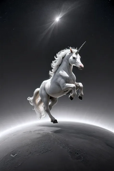 RAW photograph of a (white and black unicorn:1.1) jumping high above a (C0r0n4 eclipse:0.9) below,surrounded by bright solar corona,HDR,(wide angle shot),sharp focus,(highly detailed),(8k wallpaper),intricately detailed,highres,absurdres,hyper realistic,8K UHD DSLR,IMAX,extremely intricate,4k textures,cinematic look),hyperdetailed,<lora:C0r0n4_06A-000002:0.7>,