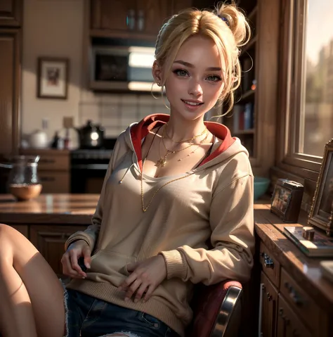 grainy, extremely detailed, photorealism, high quality, natural lighting,
BREAK
girl, necklace, side ponytail, slight smile, slightly open mouth, gold necklace, hoodie, blond hair