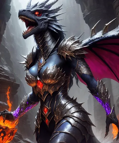 a close-up photo of a beautiful dragon woman wearing glimmering crystalline armor, worms, blood pool, skulls, ancient Egyptian chamber, dust, wind, dark, dim light, volumetric lighting, cinematic lighting, highly detailed, stunning environment, wide-angle, dramatic, cinematic