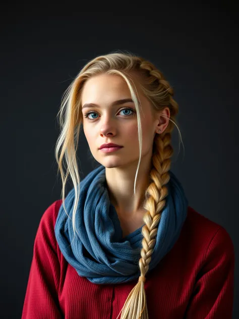 professional photoshoot of a dutch blonde with braids