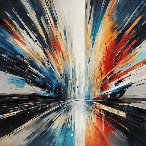 abstract painting of city street, elemental, masterpiece