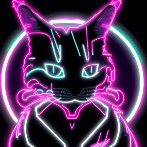 neon portrait of a crazy cat, an ambient occlusion render by Maria Helena Vieira da Silva , [:anime line art:0.2], divine themed, epic splash art , stuckism, , realistic