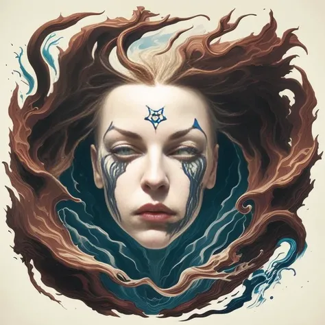 a deformed face, abstract oil painting, a tattoo by Albert Anker , [:anime line art:0.2], Poison and Frost themed, epic splash art , institutional critique, , abstract