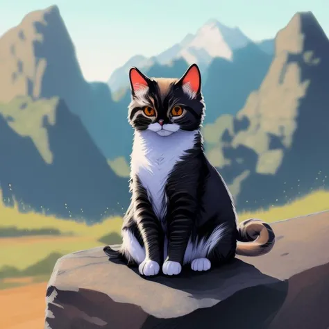 a cat sat on a rock, drawing, Catstravaganza