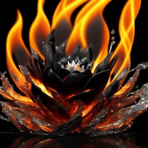 water fire black elemental flower, Elemental Flowers