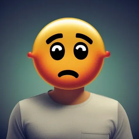 a picture of a person with a sad emoji as a face, Something