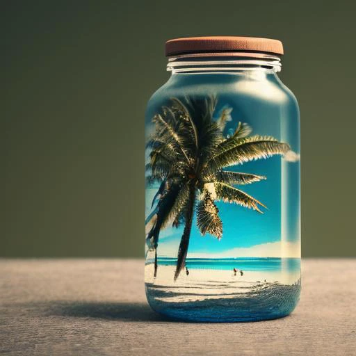 a realistic photo of Summer in a bottle