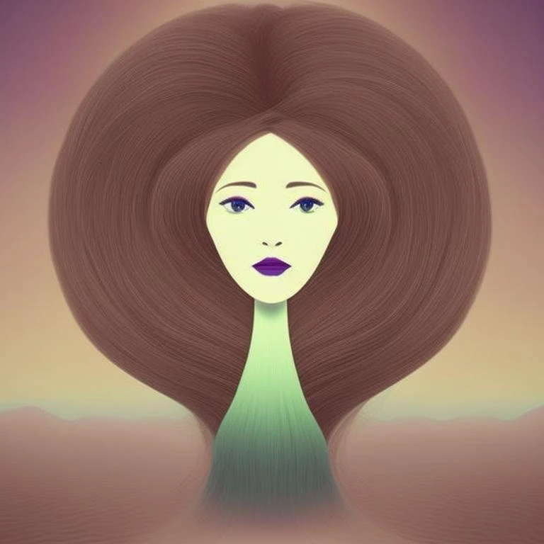 a woman with hairs made of another woman, circle background, Imaginary Friend
