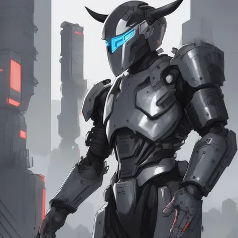 a cow person in a futuristic armor, pencil drawing, Futuristic Clothes