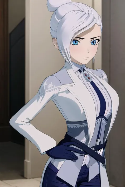 winterschnee, <lora:winterschnee-lora-nochekaiser:1>,
winter schnee, blue eyes, white hair, hair bun, single hair bun,
BREAK gloves, boots, necktie, black gloves, belt, pants, black footwear, uniform, high heels, coat, blue pants, knee boots, black necktie, high heel boots, white coat,
BREAK indoors, castle,
BREAK looking at viewer, (cowboy shot:1.5),
BREAK <lyco:GoodHands-beta2:1>, (masterpiece:1.2), best quality, high resolution, unity 8k wallpaper, (illustration:0.8), (beautiful detailed eyes:1.6), extremely detailed face, perfect lighting, extremely detailed CG, (perfect hands, perfect anatomy),