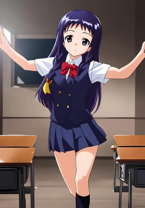 <lora:Yue_Ayase:0.8>, (masterpiece, best quality,perfect lighting), Yue_Ayase, 1girl, solo, dynamic pose, school uniform, portrait,