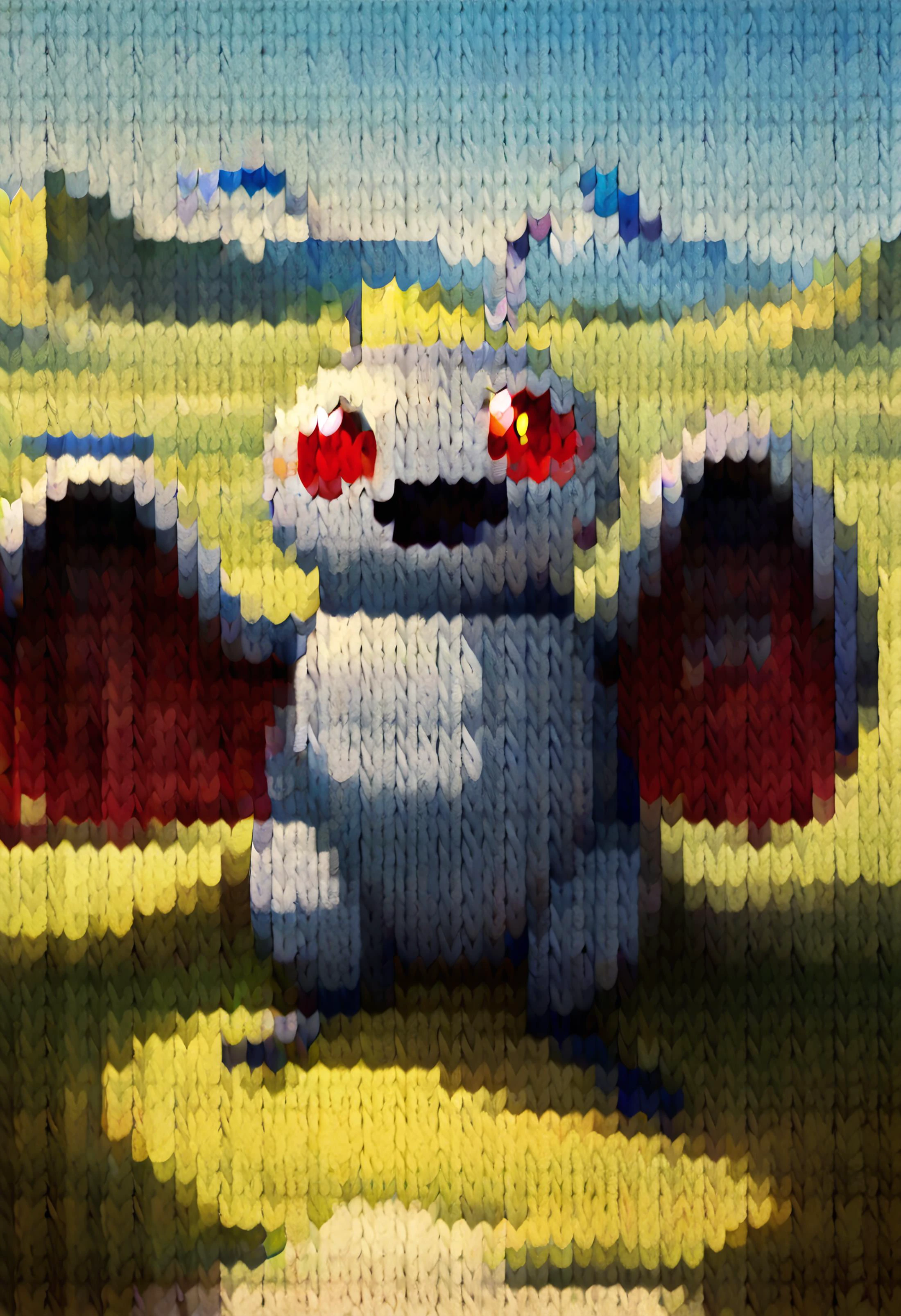 score_9, score_8_up, score_7_up, score_6_up BREAK solo,kn1t,mothman, pokemon \(creature\), red eyes, open mouth, antennae,grey skin, wings <lora:knitStylePDXLDora_v10:1> <lora:Mothman-pdxl_Fp:0.8>