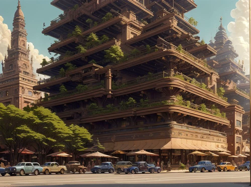 (masterpiece:1.3), (best quality:1.2), chiaroscuro, Unreal Engine, CGI render, Hyperdetailed, vivid colors, modern era photograph, ultra high quality model, 8k Ultra HD, perfect composition, beautiful detailed intricate insanely detailed octane render, soft natural volumetric cinematic perfect light, perfect depth of field shot, ray tracing, photometry, beautiful, metallic deep colors, subsurface scattering, ultra realistic, (photorealism:1.1), 8 k artistic photography, hyperdetailed, absurdly detailed, scenery, city, buildings, idealized American city, busy city center, parks and greenery areas, parks, plazas, modern era photograph, skyscrapers, art deco, monumental architecture,
(uploaded and trending on imgur, pixiv, furaffinity, pinterest, e621, inkbunny, tumblr, deviantart, artstation, ),
(in the style of and art by midjourney, greg rutkowski, raphael, Frank Lloyd Wright, James Gurney, Thomas Kinkade, ),
<lora:ArtDecoArchitecture-10:0.85>, <lora:StackedCityAI:0.8> StackedCityAI