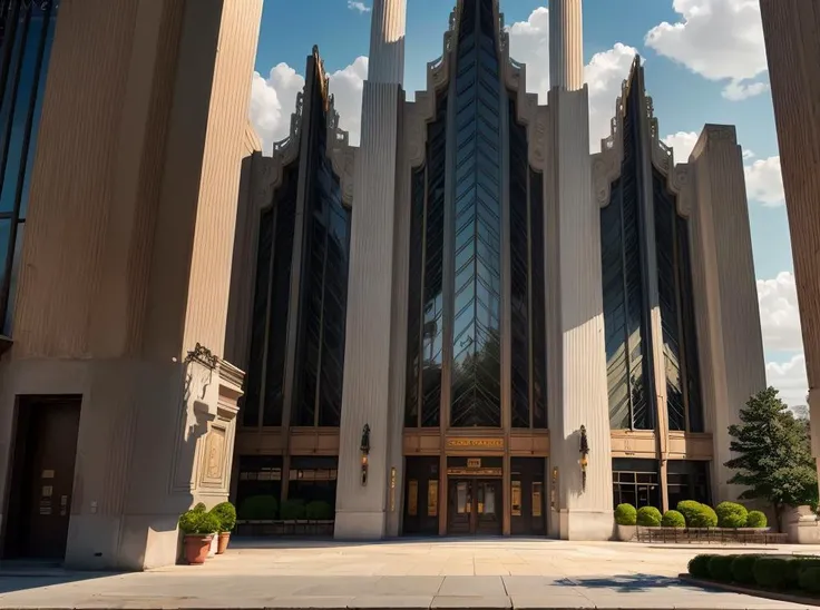 (masterpiece:1.3), (best quality:1.2), chiaroscuro, Unreal Engine, CGI render, Hyperdetailed, vivid colors, modern era photograph, ultra high quality model, 8k Ultra HD, perfect composition, beautiful detailed intricate insanely detailed octane render, soft natural volumetric cinematic perfect light, perfect depth of field shot, ray tracing, photometry, beautiful, metallic deep colors, subsurface scattering, ultra realistic, (photorealism:1.1), 8 k artistic photography,  hyperdetailed, absurdly detailed, scenery, city, buildings, idealized American city, busy city center, parks and greenery areas, parks, plazas, modern era photograph, skyscrapers,  art deco, monumental architecture,
(uploaded and trending on imgur, pixiv, furaffinity, pinterest, e621, inkbunny, tumblr, deviantart, artstation, ),
(in the style of and art by midjourney, greg rutkowski, raphael, Frank Lloyd Wright, James Gurney, Thomas Kinkade, ),
<lora:ArtDecoArchitecture-10:0.85>,