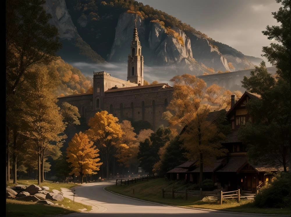 (masterpiece:1.3), (best quality:1.2), chiaroscuro, Unreal Engine, CGI render, Hyperdetailed, vivid colors, modern era photograph, ultra high quality model, 8k Ultra HD, perfect composition, beautiful detailed intricate insanely detailed octane render, soft natural volumetric cinematic perfect light, perfect depth of field shot, ray tracing, photometry, beautiful, metallic deep colors, subsurface scattering, ultra realistic, (photorealism:1.1), 8 k artistic photography, hyperdetailed, absurdly detailed, scenery, city, buildings, idealized American city, busy city center, parks and greenery areas, parks, plazas, modern era photograph, skyscrapers, art deco, monumental architecture,
(uploaded and trending on imgur, pixiv, furaffinity, pinterest, e621, inkbunny, tumblr, deviantart, artstation, ),
(in the style of and art by midjourney, greg rutkowski, raphael, Frank Lloyd Wright, James Gurney, Thomas Kinkade, ),
<lora:ArtDecoArchitecture-10:0.85>, <lora:xsarchitectural-13Nightmagictown:0.5> a beautiful, complex and detailed medieval european village, a foreground, a rather dark sky, but bright, sacred, nestled around a mountain range where enormous amounts of golden veins are buried, landscape, indirect lighting, 4k, overall brightness, volumetric lighting, epic composition, photorealism, ultra hd, ultra detailed