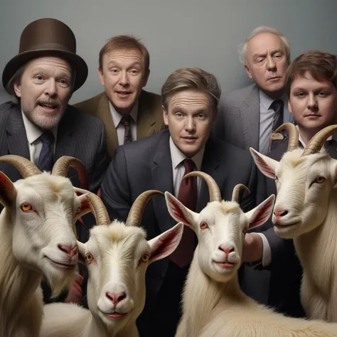 <lora:start:1> an intricate photo of a red herring with a goat cross parties joined bafta