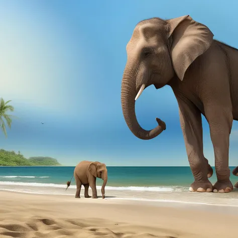 elefante cor de rosa na praia