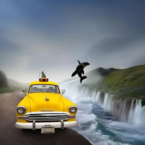 <lora:start:1> photo of the continent with a yellow cab  imminent sexual predator  free willy