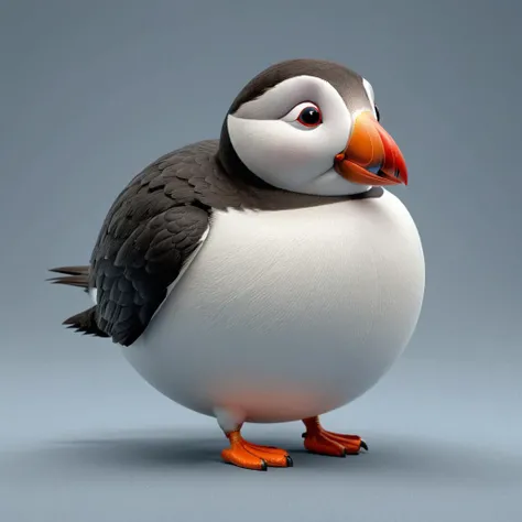 3D render of a sphrml spherical round inflated puffin in the antarctic <lora:spherimal:1>