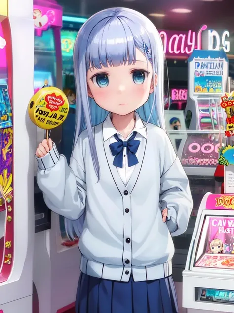 high quality, ultra detailed , master piece ,(in amusement arcade :1.2), (dolls:1.1) in claw machine box,
(pantomime against the glass :1.4) , (magic :1.2),
BREAK, looking at viewer ,
BREAK< <lora:ç²å¥:1>, pleated skirt, bangs, cardigan, white shirt, blue eyes, long sleeves, blush, collared shirt, sleeves past wrists, school uniform, blue hair, blunt bangs,
