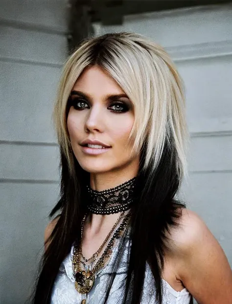 facial portrait, a woman, emo style  <lora:Emo Style:0.9>  <lora:AnnaLynne Mccord:0.7>, Photorealistic, Hyperrealistic, Hyperdetailed, analog style, hip cocked, demure, low cut, black lace, detailed skin, matte skin, soft lighting, subsurface scattering, realistic, heavy shadow, masterpiece, best quality, ultra realistic, 8k, golden ratio, Intricate, High Detail, film photography, soft focus
